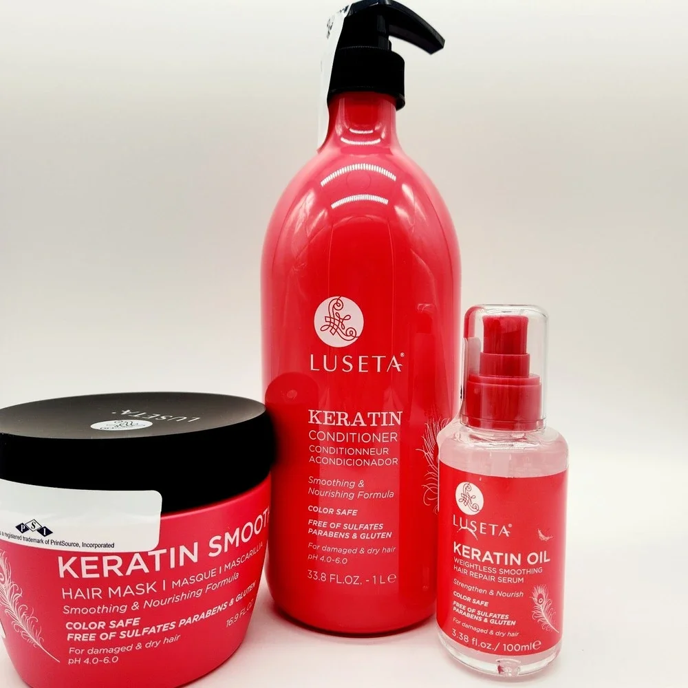 Luseta Keratin Conditioner Serum & Hair Mask 3-Pack – Nourishing for Dry Damaged